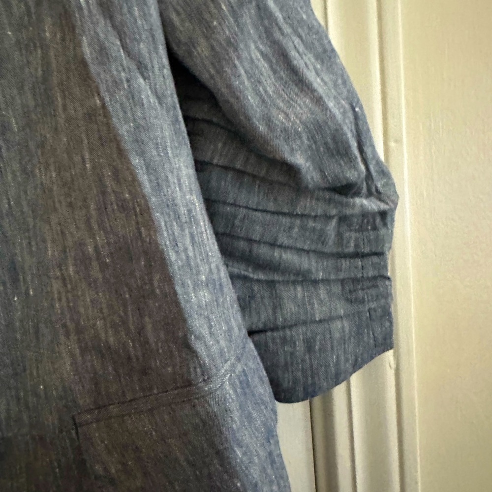Halogen Open Front Push Sleeves Chambray Blazer Jacket Womens Sz XS Petite - Picture 4 of 6